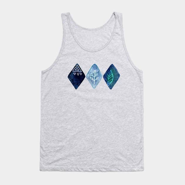 Blue Watercolour Diamonds Tank Top by tangerinetane